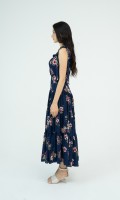 G-Navy Floral Maxi Woven Dress